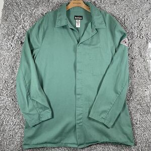 Bulwark ExcelFR Snap Button Shirt Men's Size Large Green Long Slv Flame Resist